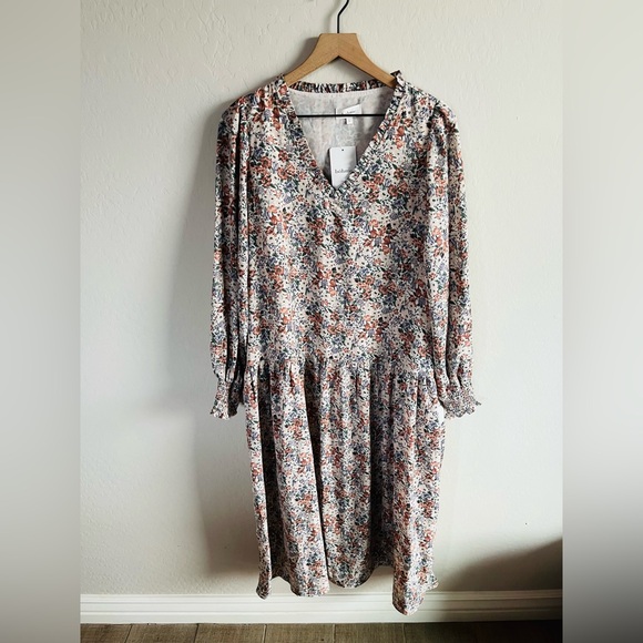 bohme Dresses & Skirts - Bohme Women’s Floral Womens Midi Dress Size L NWT Boho Neutral Cottagecore